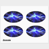 Sticker Ovale Bleu éclair ou électricité (Feuille)