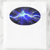 Sticker Ovale Bleu éclair ou électricité (Sac)
