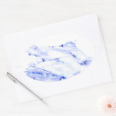 Sticker Ovale Bleu et Marbre blanc (Enveloppe)