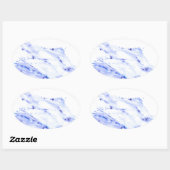 Sticker Ovale Bleu et Marbre blanc (Feuille)