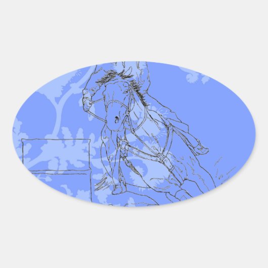 Sticker Ovale Bleu-Fleur Barrel Racer (Devant)