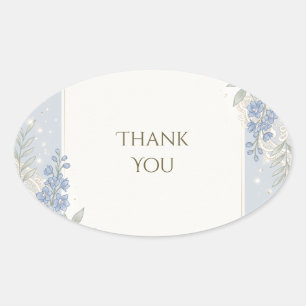 Sticker Ovale Bleu Fleur de Ne m'oubliez pas Dentelle Merci Oval