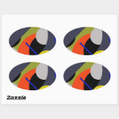 Sticker Ovale Bleu jaune Art Abstrait (Feuille)