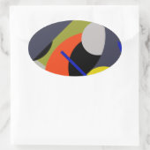 Sticker Ovale Bleu jaune Art Abstrait (Sac)