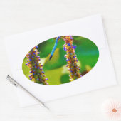 Sticker Ovale Bleu libellule et fleurs (Enveloppe)
