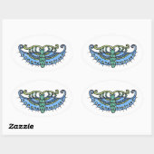 Sticker Ovale Bleu papillon (Feuille)