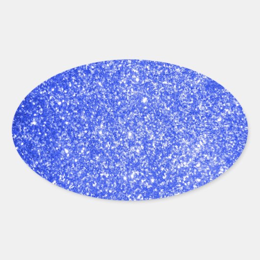 Sticker Ovale Bleu parties scintillant (Devant)