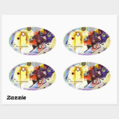 Sticker Ovale Bleu rouge jaune Kandinsky peinture Abstraite (Feuille)