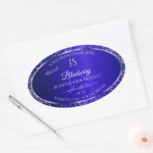 Sticker Ovale Bleu royal avec initiales de Parties scintillant É (Enveloppe)