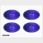 Sticker Ovale Bleu royal avec initiales de Parties scintillant É (Feuille)
