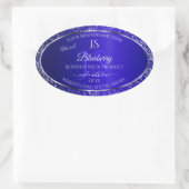 Sticker Ovale Bleu royal avec initiales de Parties scintillant É (Sac)