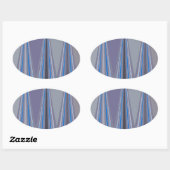 Sticker Ovale Bleu, violet, gris Chevron Art Imprimer (Feuille)