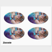 STICKER OVALE BLEUE BUTERRFY BEAUTY MAKEUP ARTISTE (Feuille)
