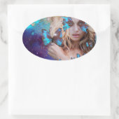 STICKER OVALE BLEUE BUTERRFY BEAUTY MAKEUP ARTISTE (Sac)