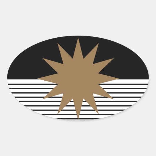 Sticker Ovale Blocage noir blanc et soleil Brown (Devant)