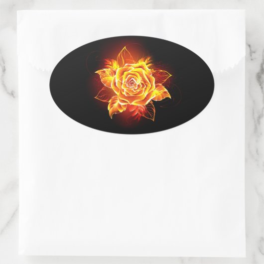 Sticker Ovale Blooming Fire Rose (Sac)