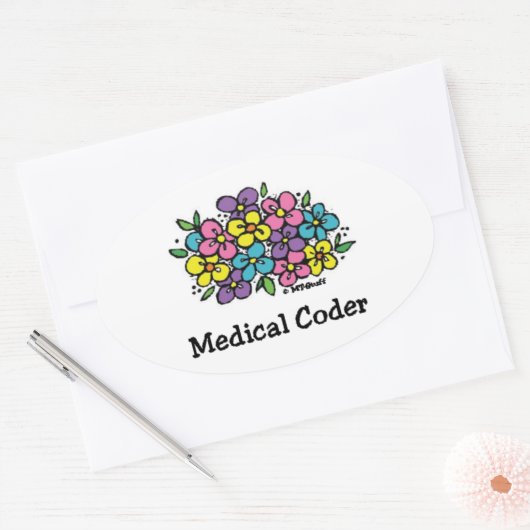 Sticker Ovale Blooms de coder Médicales2 (Enveloppe)