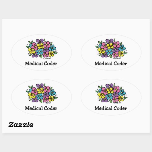 Sticker Ovale Blooms de coder Médicales2 (Feuille)