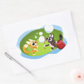 Sticker Ovale BLOWING BUBBLES CATS by Jeff Willis (Enveloppe)