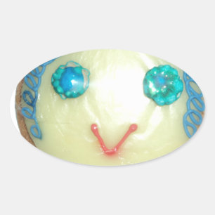 Sticker Ovale Blue Hair Emoji Art Imprimer/Graphique