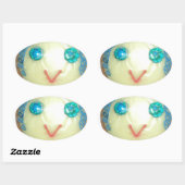 Sticker Ovale Blue Hair Emoji Art Imprimer/Graphique (Feuille)