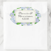 Sticker Ovale Blue Hydrangea dentelle Floral Formal Élégant Mari (Sac)