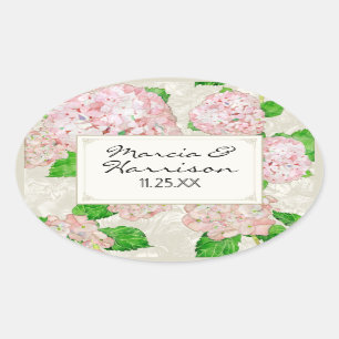 Sticker Ovale Blue Hydrangea dentelle Floral Formal Élégant Mari