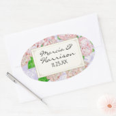 Sticker Ovale Blue Hydrangea Lace Floral Mariages Élégants (Enveloppe)