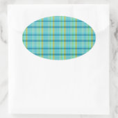 Sticker Ovale Blue Plaid par Shirley Taylor (Sac)
