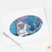Sticker Ovale Blue Point Siamese Chat (Enveloppe)