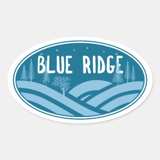 Sticker Ovale Blue Ridge Mountains Outdoors (Devant)