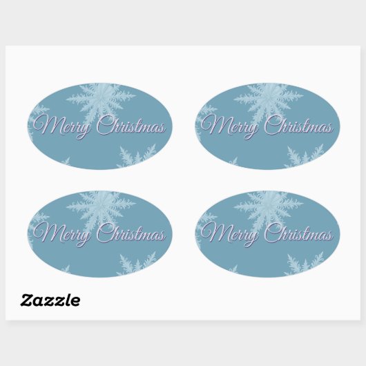 Sticker Ovale Blue Snowflake Christmas (Feuille)