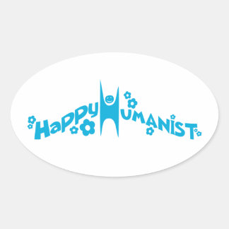 Sticker Ovale Blue Super Happy Humaniste