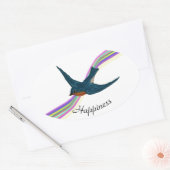 Sticker Ovale Bluebird et Rainbow, Bonheur (Enveloppe)
