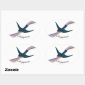 Sticker Ovale Bluebird et Rainbow, Bonheur (Feuille)