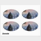 Sticker Ovale Bluegill au coucher du soleil Lac Arrowhead (Feuille)