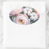 Sticker Ovale Blush Pink and White Cotton Wedding (Sac)