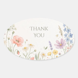Sticker Ovale Blush Wildflower Meadow Merci