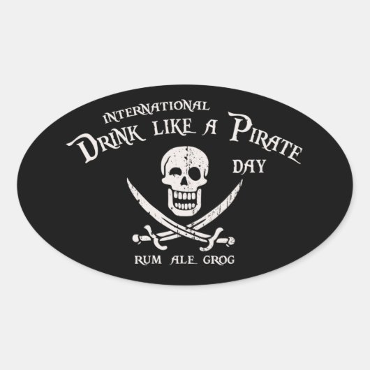 Sticker Ovale Boire comme un pirate (Devant)