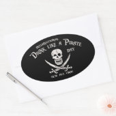 Sticker Ovale Boire comme un pirate (Enveloppe)