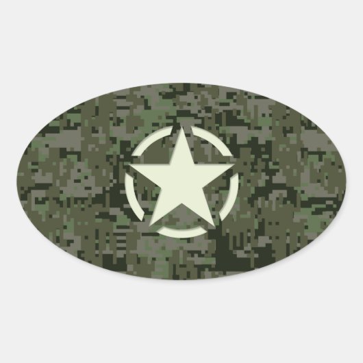 Sticker Ovale Bois numérique Star Stencil (Devant)