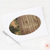 Sticker Ovale bois rustique ouest Camo Mariage merci (Enveloppe)
