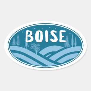 Sticker Ovale Boise Idaho Extérieur