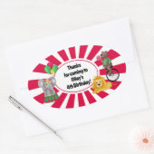 Sticker Ovale Bold Eléphant Lion Ours Ballons Circus Merci (Enveloppe)