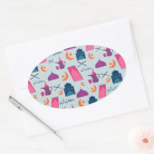 Sticker Ovale Bon Motif du Ramadan (Enveloppe)