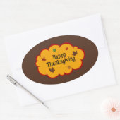 Sticker Ovale Bon thanksgiving, couleurs d'automne, (Enveloppe)