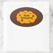 Sticker Ovale Bon thanksgiving, couleurs d'automne, (Sac)