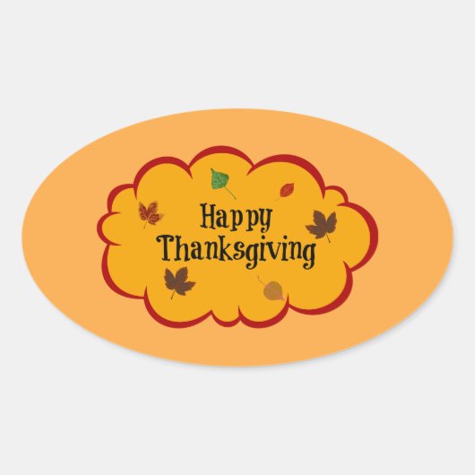 Sticker Ovale Bon thanksgiving, salutations de vacances, (Devant)