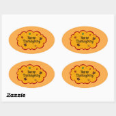 Sticker Ovale Bon thanksgiving, salutations de vacances, (Feuille)