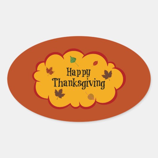 Sticker Ovale Bon thanksgiving, salutations de vacances (Devant)